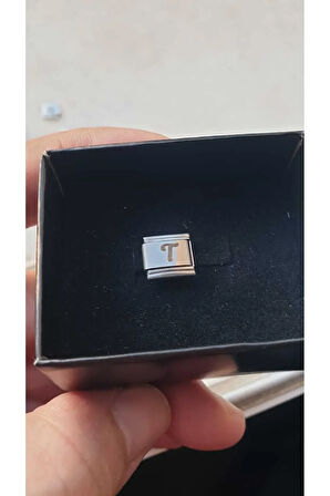İTALYAN ÇELİK CHARM NOMİ ÇELİK CHARM T HARFİ İSİM TARİH BAŞ HARF YAZILIR 9 MM  FMACCESORİES