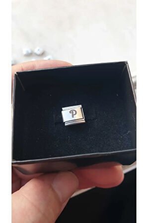 İTALYAN ÇELİK CHARM NOMİ ÇELİK CHARM P HARFİ İSİM TARİH BAŞ HARF YAZILIR 9 MM