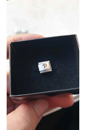 İTALYAN ÇELİK CHARM NOMİ ÇELİK CHARM P HARFİ İSİM TARİH BAŞ HARF YAZILIR 9 MM