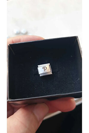 İTALYAN ÇELİK CHARM NOMİ ÇELİK CHARM P HARFİ İSİM TARİH BAŞ HARF YAZILIR 9 MM