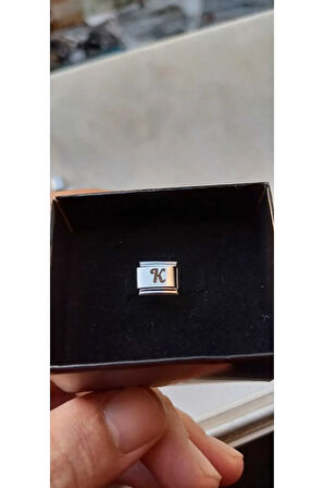 İTALYAN ÇELİK CHARM NOMİ ÇELİK CHARM K HARFİ İSİM TARİH BAŞ HARF YAZILIR 9 MM  FMACCESORİES