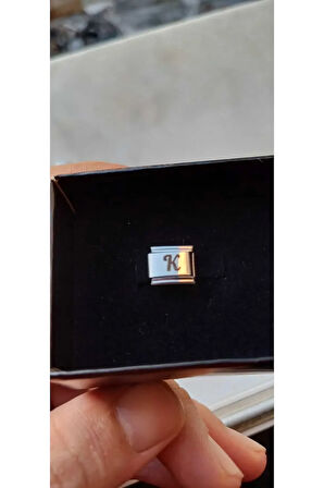 İTALYAN ÇELİK CHARM NOMİ ÇELİK CHARM K HARFİ İSİM TARİH BAŞ HARF YAZILIR 9 MM  FMACCESORİES