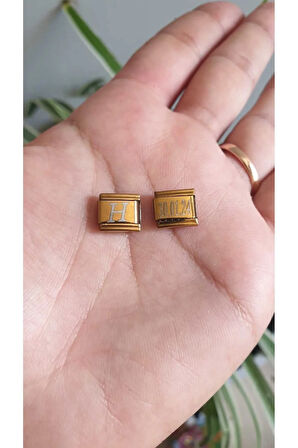 Nomimation Isim Charm Gold Baş Harf Charm Tarih Charm Isminizi Yazdırın 2 Adet Fmaccesories