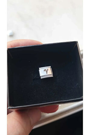 İTALYAN ÇELİK CHARM NOMİ ÇELİK CHARM Y HARFİ İSİM TARİH BAŞ HARF YAZILIR 9 MM  FMACCESORİES