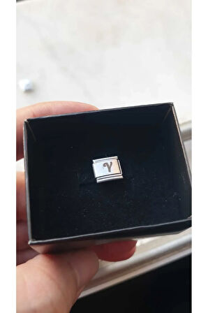 İTALYAN ÇELİK CHARM NOMİ ÇELİK CHARM Y HARFİ İSİM TARİH BAŞ HARF YAZILIR 9 MM  FMACCESORİES