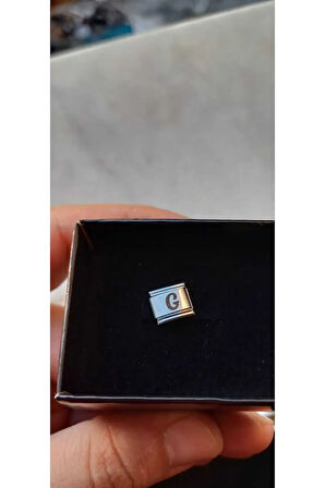 İTALYAN ÇELİK CHARM NOMİ ÇELİK CHARM G HARFİ İSİM TARİH BAŞ HARF YAZILIR 9 MM  FMACCESORİES