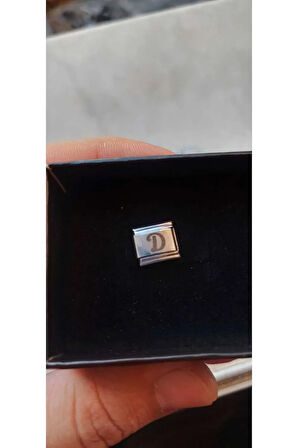 İTALYAN ÇELİK CHARM NOMİ ÇELİK CHARM D HARFİ İSİM TARİH BAŞ HARF YAZILIR 9 MM