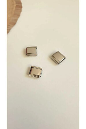 NOMİMATİON CHARM BİLEKLİK EK LİNK 9 MM 1 CM GÜMÜŞ RENK YAZILI YAZISIZ İSİM TARİH HARF YAZILIR 1 ADET
