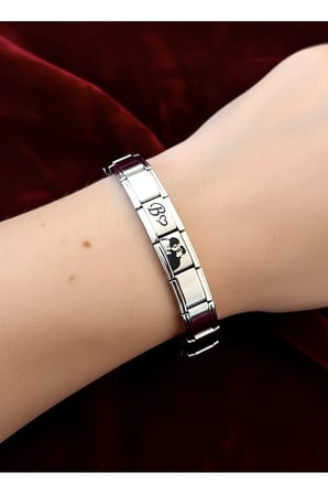 Kişiye Özel Resimli İsimli Harfli İtalyan Charm Anı Çelik Çift Bilekliği(2 ADET)