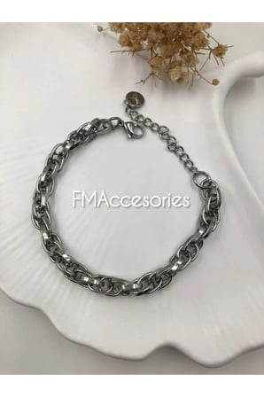 Çelik Bileklik İç İçe Sarmal Halka 316L Çelik Kararmaz Solmaz Trend Çelik Bileklik 17+6 cm