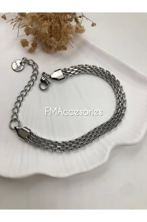 316L Çelik Bileklik Unisex Antialerjik Çavuş V Model Gümüş Renk 17+5 cm Kutulu