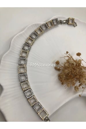 Kadın Bileklik Zirkon Taşlı Kadın Kare Zincir Bileklik Gold Silver Renk Şık Tasarım 18+2 Kutulu