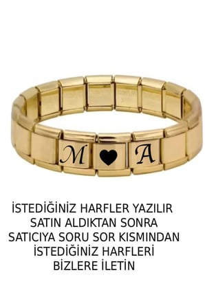 Harfli Kalpli Kişiye Özel Sevgili Gold İtalyan Charm Bileklik 1 Adet Hediye Kutulu Not Yazılır