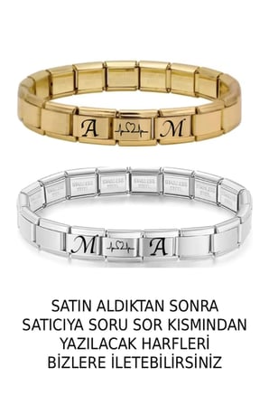 Gold-Gümüş İtalyan Charm Bileklik Kişiye Özel Çift Sevgili Kombin 2 Adet Hediye Kutulu Not Yazılır