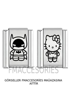 Italyan Charm Çelik Batman Ve Hello Kitty Charmı Gümüş Renk 2Li