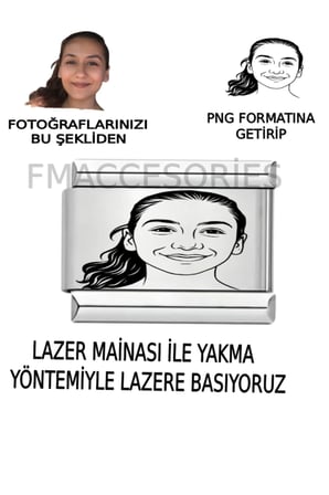 İtalyan Çelik Bileklik Charmı Fotoğraf Baskılı Charm 1 Adet İstediğiniz Fotoğraf Charma Yapılır