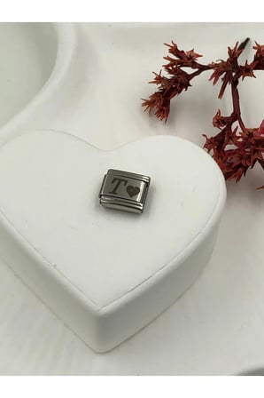 T Harfli Paslanmaz Çelik Italyan Charm Bileklik Kişiselleştirme Eki Link