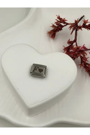F Harfli Paslanmaz Çelik Italyan Charm Bileklik Kişiselleştirme Eki Link