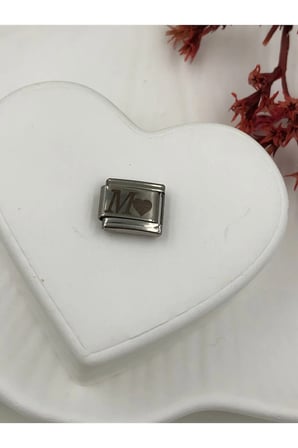 M Harfli Paslanmaz Çelik Italyan Charm Bileklik Kişiselleştirme Eki Link