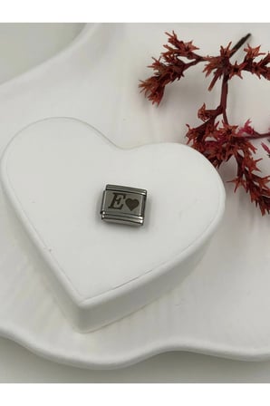 E Harfli Paslanmaz Çelik Italyan Charm Bileklik Kişiselleştirme Eki Link