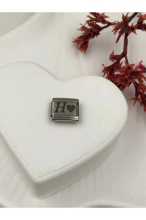 H Harfli Paslanmaz Çelik Italyan Charm Bileklik Kişiselleştirme Eki Link