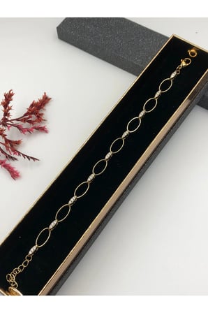 Her Kombine Uygun! Xuping Taşlı Altın Renk Kadın Bileklik 14 K Gold Renk 15-20 Cm kutulu Renk Atmaz
