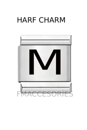 İTALYAN ÇELİK CHARM ÇELİK CHARM M HARFİ İSİM TARİH BAŞ HARF YAZILIR 9 MM FMACCESORİES