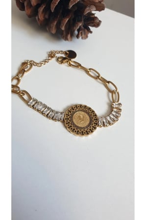 ÇELİK ÇEYREKLİ BAGET TAŞLI I BİLEKLİK GOLD RENK ANTİALERJİK 316L KARARMAZ SERİ 17+4 CM 316L