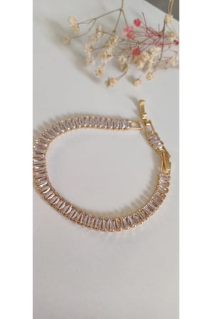 ÇELİK BİLEKLİK SU YOLU BAGET TAŞLI 316L KARARMAZ RENK ATMAZ 16 CM ANTİ ALERJİK