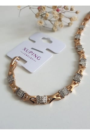 Çelik Kadın Bileklik Altın Renk Xuping Rose Renk Anti Alerjik kararmaz seri 18 Cm Lüx Bileklik