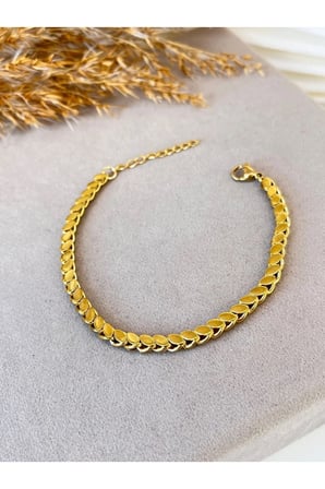 İnce Arpa Model Gold Kadın Çelik Bileklik