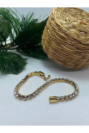 Kadın 316l Çelik Gold Su Yolu Bileklik