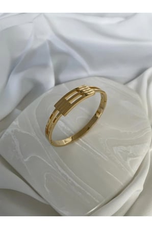 Kadın Çelik Kaburga Kelepçe Gold Renk Bileklik