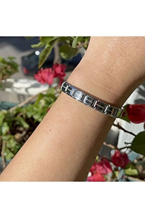 18 Cm Italian Charm Silver Detailed  Model Stainless Steel Bracelet FMACCESORİES