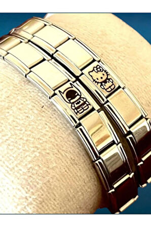 Italyan Charm Çelik Çift Bilekliği Batman Ve Hello Kitty KUTULU HEDİYE NOTU YAZILIR 2 ADET