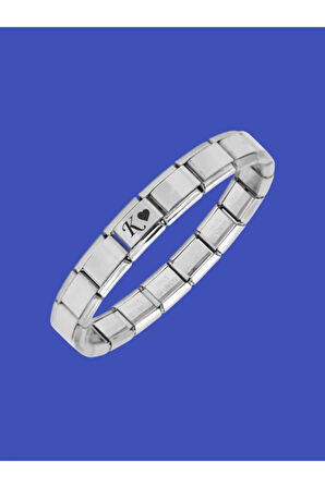 Çelik Bileklik İtalyan Charmlı Kalpli Harfli Kararmaz Solmaz En Güzel Hediye 1 Adet Uniseks Kutulu