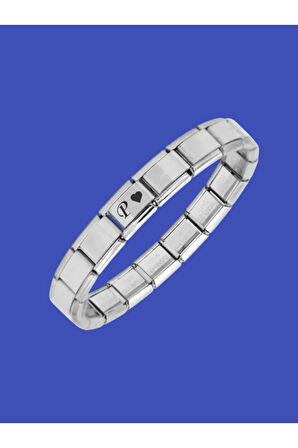 Çelik Bileklik İtalyan Charmlı Kalpli Harfli Kararmaz Solmaz En Güzel Hediye 1 Adet Uniseks Kutulu