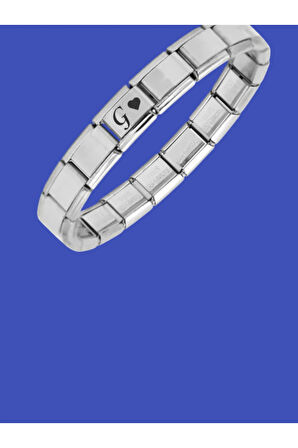 Çelik Bileklik İtalyan Charmlı Kalpli Harfli Kararmaz Solmaz En Güzel Hediye 1 Adet Uniseks Kutulu