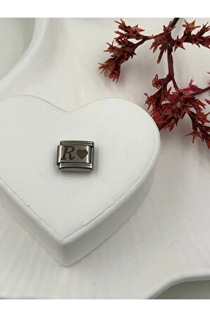 R Harfli Paslanmaz Çelik Italyan Charm Bileklik Kişiselleştirme Eki Link