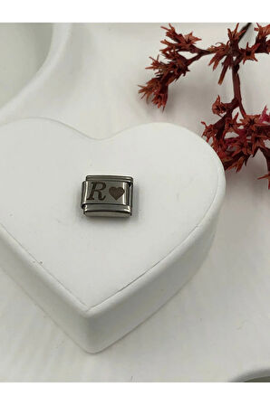 R Harfli Paslanmaz Çelik Italyan Charm Bileklik Kişiselleştirme Eki Link