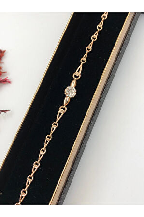 Her Kombine Uygun! Xuping Taşlı Altın Renk Kadın Bileklik Rose Bakır Renk 17+2 Cm kutulu Renk Atmaz