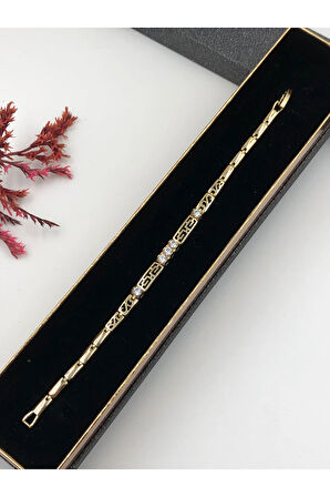Her Kombine Uygun! Xuping Taşlı Altın Renk Kadın Bileklik 14 K Gold Renk 17Cm kutulu Renk Atmaz