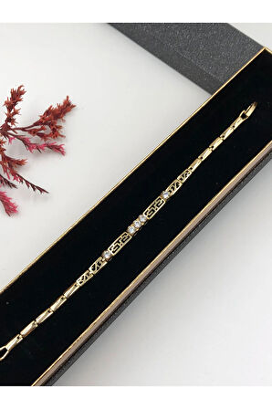 Her Kombine Uygun! Xuping Taşlı Altın Renk Kadın Bileklik 14 K Gold Renk 17Cm kutulu Renk Atmaz