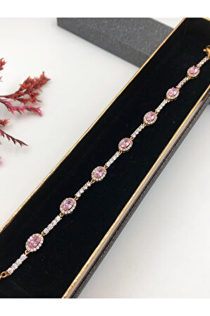 Şıklığın Tamamlayıcısı! Xuping Rose Renk Kadın Bileklik Bakır Renk 16 Cm kutulu Renk Atmaz