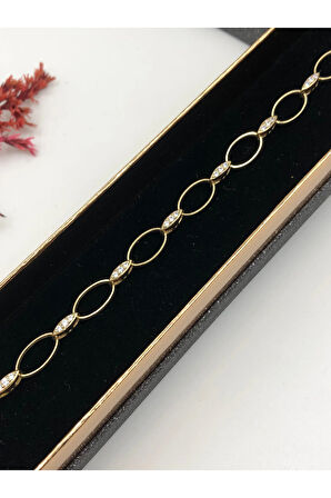 Her Kombine Uygun! Xuping Taşlı Altın Renk Kadın Bileklik 14 K Gold Renk 15-20 Cm kutulu Renk Atmaz