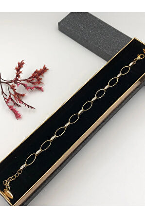 Her Kombine Uygun! Xuping Taşlı Altın Renk Kadın Bileklik 14 K Gold Renk 15-20 Cm kutulu Renk Atmaz