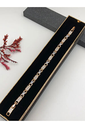 Şıklığın Tamamlayıcısı! Xuping Rose Renk Kadın Bileklik Bakır Renk 19 Cm kutulu Renk Atmaz