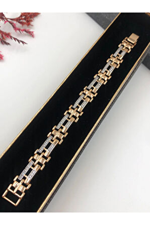 Şıklığın Tamamlayıcısı! Xuping Rose Renk Kadın Bileklik Bakır Renk 17Cm kutulu Renk Atmaz