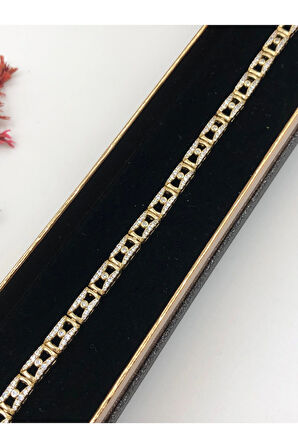 Her Kombine Uygun! Xuping Taşlı Altın Renk Kadın Bileklik 14 K Gold Renk 20 Cm kutulu Renk Atmaz