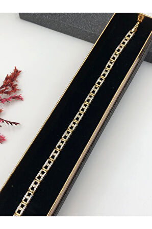 Her Kombine Uygun! Xuping Taşlı Altın Renk Kadın Bileklik 14 K Gold Renk 20 Cm kutulu Renk Atmaz